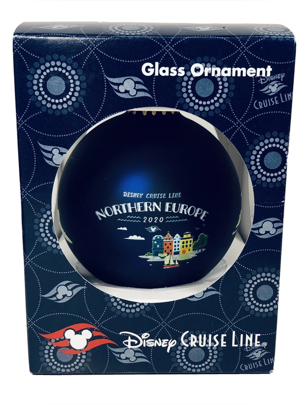 Disney Cruise Line Northern Europe 2020 Glass Ball Christmas Ornament Blue NIP